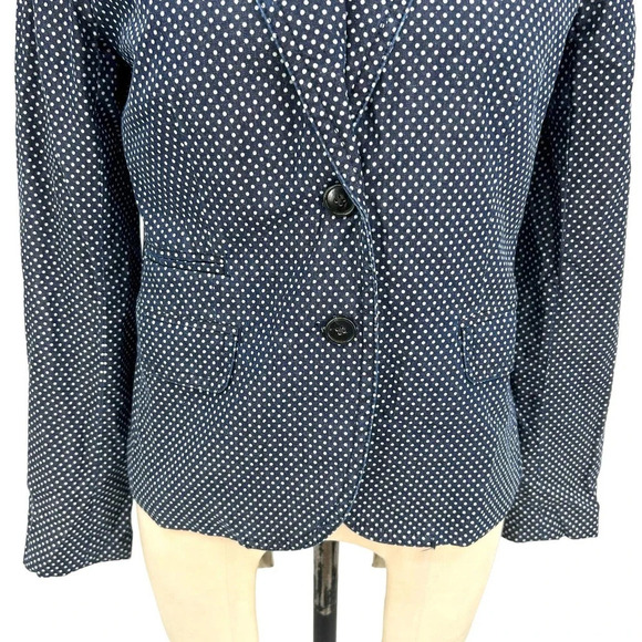 J. Crew Indigo Dot Schoolboy Blazer Navy Blue Polka Dot Size 4 - Picture 4 of 9